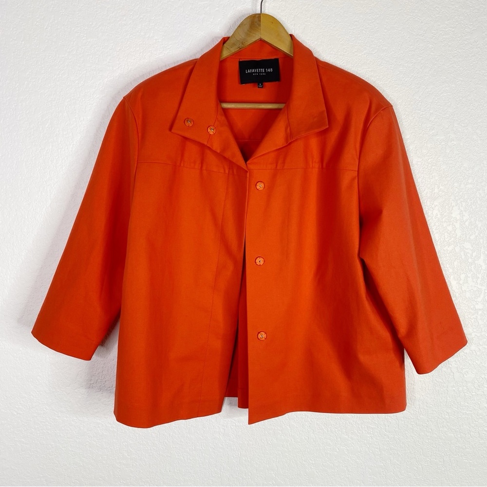 Lafayette 148 New York Orange Cropped Button Jacket